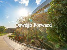 Oswego Forward written over photo of campus